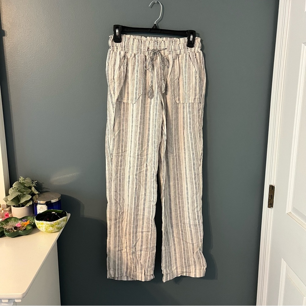 Striped Flowy Linen Pants